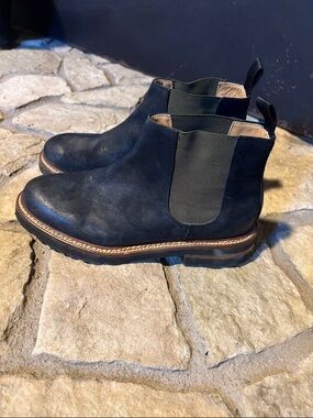 Women's Blue Suede Chelsea Ankle Booties (made in Italy)